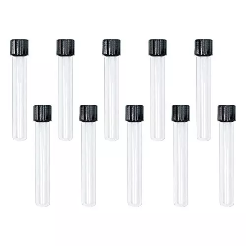 16x100mm Glass Test Tubes with Black Screw Cap 10ml Boro Glass Test Tubes for...