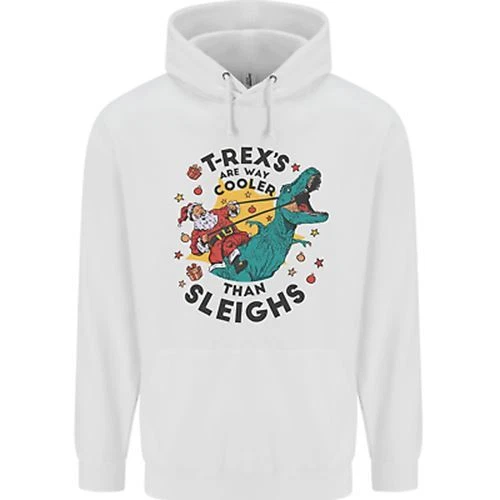 Felpa con cappuccio bambini T-Rex Cooler than Sleighs divertente per bambini