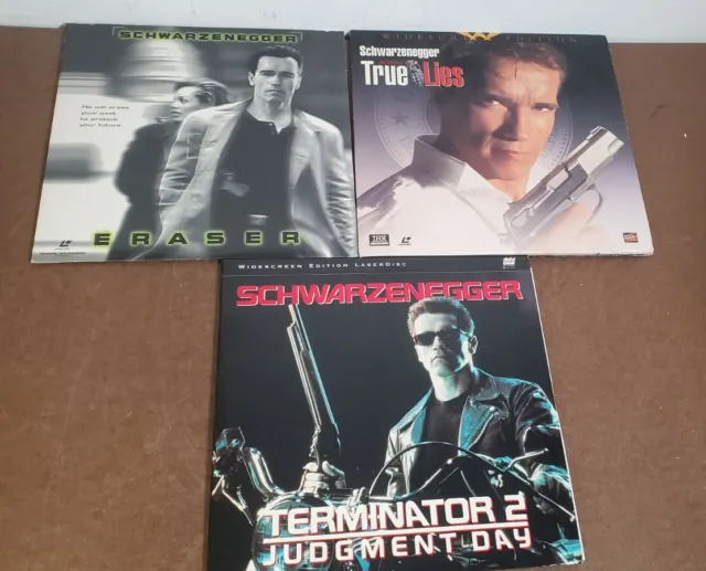 Arnold Schwarzenegger LOT of 3 Laser Discs: True Lies, Terminator 2, Eraser 