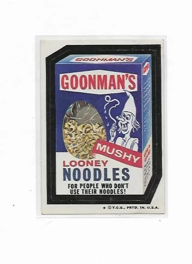 1974 Wacky Packages Goonman's Looney Noodles 6th series sticker (Tan Back)