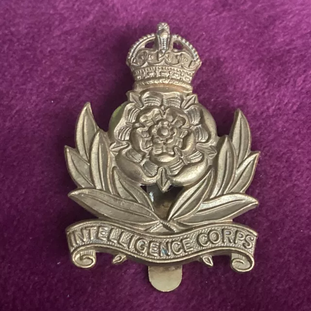 Pristine Intelligence Corps with Slider Brass Cap Badge by JR GAUNT King’s Crown