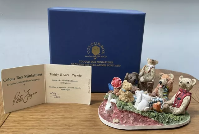 Peter Fagan Colour Box Bears - Teddy Bears Picnic 1993 Limited Edition With Box