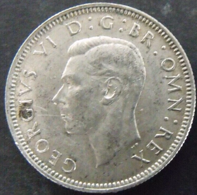 1945 GEORGE VI  SILVER SHILLING  ( 50% Silver )  British 1s Coin.   931