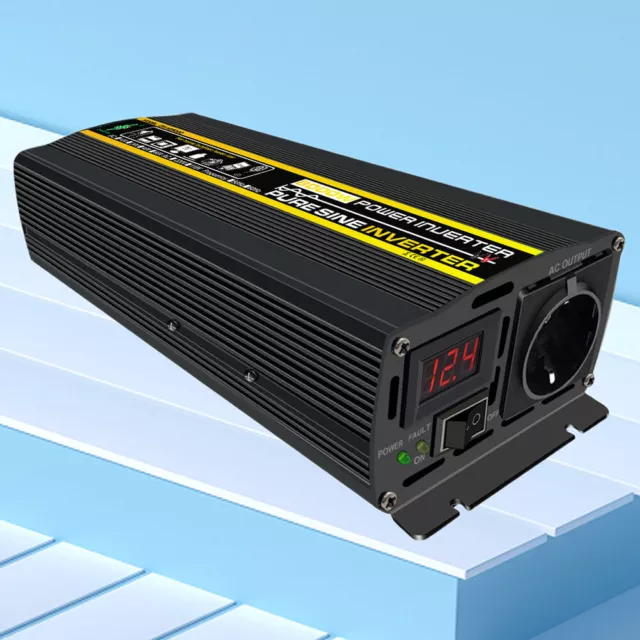 MY# DC 12V To AC 220V Vehicle Smart Inverter Dual USB Digital Power Inverter EU