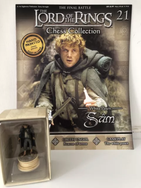 Eaglemoss Lord of the Rings Chess Collection Set 1 No. 21 Sam White Pawn & mag