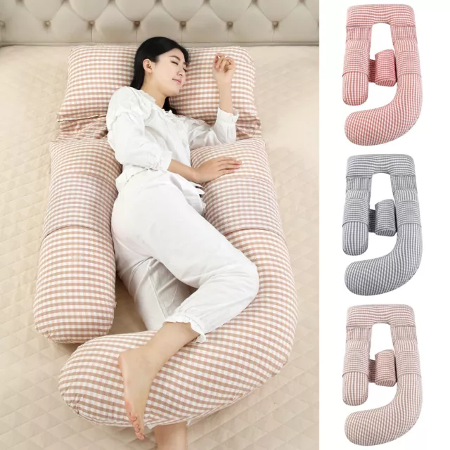 32x70in U-Shape Full Body Maternity Pillow 100% Cotton Pregnancy Pillow Washable