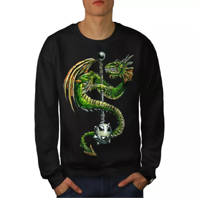 Wellcoda Dragon Mace Cool Mens Sweatshirt, Scary Casual Pullover Jumper