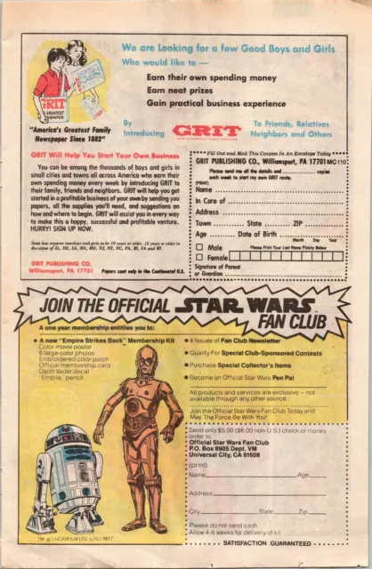 1980 Star Wars Small Print Ad - Join The Official Fan Club Empire Strikes Back