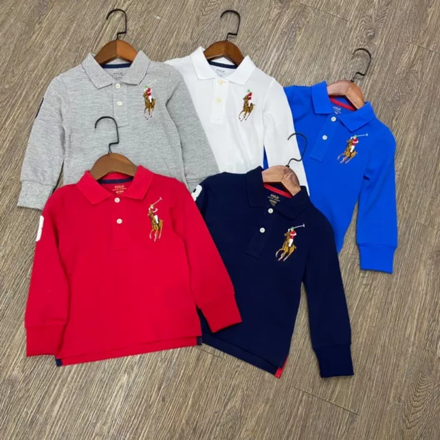 NEW Boys Girls Unisex long sleeve polo style T-shirt top Tee size 2.3.4.5.6