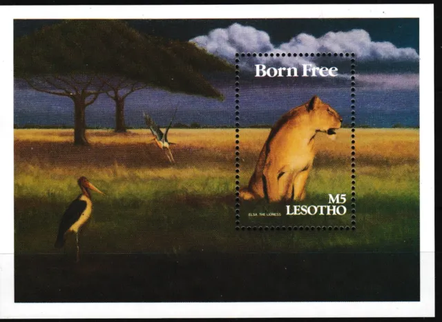 Lesotho - Films about Africa, Born free, Elsa - souvenir sheet 1991