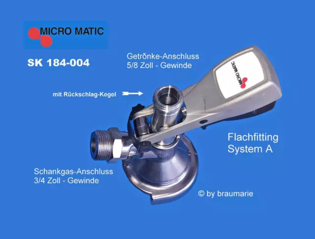 Zapfkopf Flachfitting Micro Matic System A