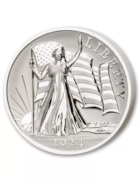 LIGHT OF LIBERTY 2 Oz Silver Proof Coin 5 Dollars Samoa 2024