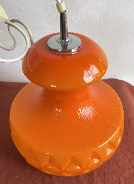 Peill & Putzler Hängelampe Glas Space Age Design Lampe 70er Orange 3