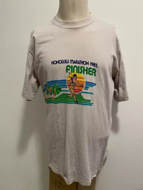 Vintage 1983 Honolulu Marathon Finisher T-Shirt Sz L Crazy Shirts Hawaii