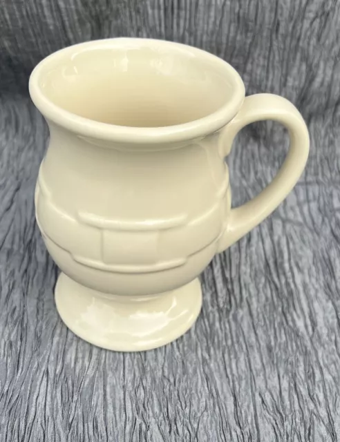Longaberger Pottery Woven Traditions Grandmug footed Latte Mug Ivory