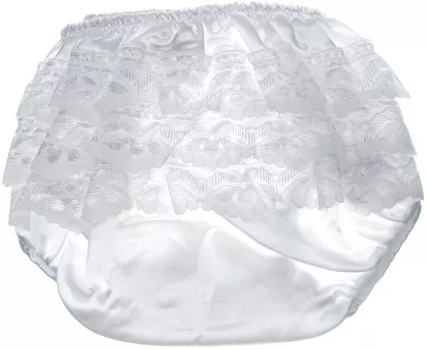 Baby Girls Frilly Pants Knickers White Satin And Lace Soft Touch 0-12m 3