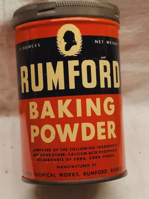 Vintage Advertising Rumford Baking Powder Tin Can Kitchen Decor