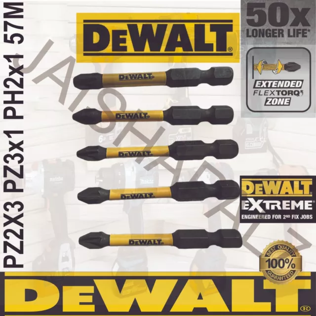 DeWalt DT7274-QZ 57mm Pozi High Impact Screwdriver Bit Set 5pc   PZ2, PZ3, PH2