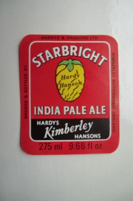 Mint Hardys & Hansons Kimberley Notts  India Pale Ale 9 2/3 Brewery Beer Label