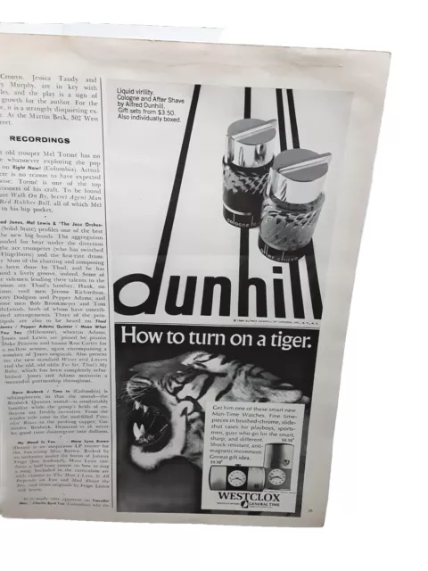 1966 DUNHILL COLOGNE After Shave And Westclox Watches Vintage Print Ad ...