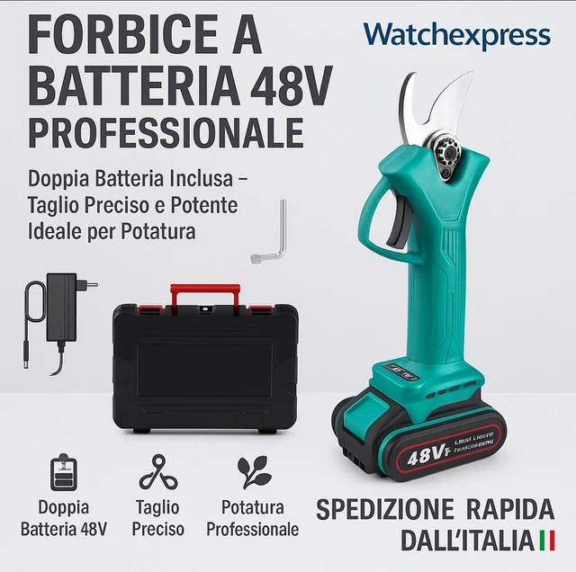 Luzas 20 - Forbici Per Potatura A Batteria, Cesoie Elettriche Alfa Line Diametro Di Taglio 3 2 Cm 2 Batterie 2a Caricabatterie 89834990