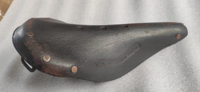 Selle Vélo De Course Ancienne En Cuir Marron - Marque Excelsior - Vélo Rétro