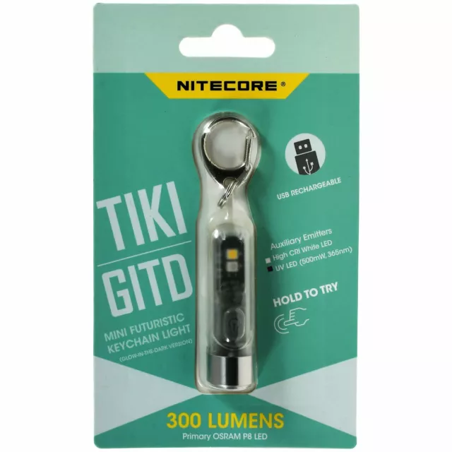 Schlüsselanhänger-Taschenlampe Nitecore TIKI  GITD - Glow in the Dark, mit Micro