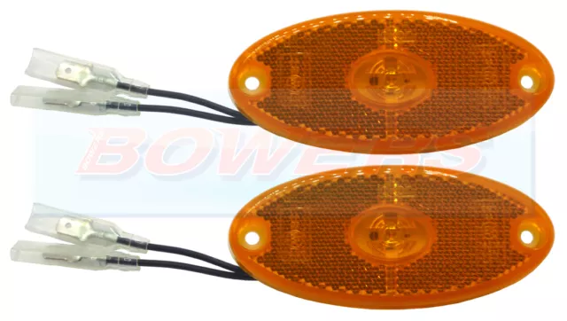 2 x JOKON SMLR2012 12V AMBER OVAL LED SIDE MARKER LAMPS LIGHTS CARAVAN MOTORHOME