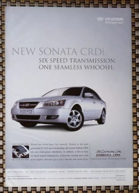 2007 Magazine ADVERTISEMENT Hyundai Sonata Embera CRDi Silver Car Print Photo AD