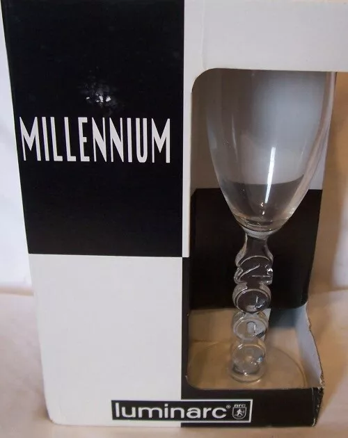 Year 2000 Luminarc Millennium Stemmed Glasses Box Of 4 Mint, 8 oz. each, NIB