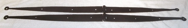 Antique 19th C Hand Forged Wrought Iron Bean End Barn Door Strap Hinges Pa.Find 2