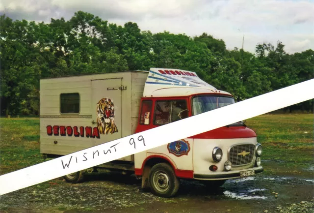 Zirkus-Foto DDR Oldtimer VEB IFA Schnelltransporter B1000 Koffer Circus Berolina