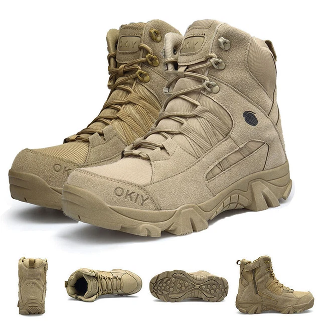 MEN'S MILITARY TACTICAL Boots Sidezip Combat Army Shoes Hiking Duty
