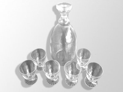DAUM SUPERBE SERVICE À EAU PICHET ET 6 VERRES CRISTAL FUMÉ EPOQUE ART DÉCO SIGNÉ 