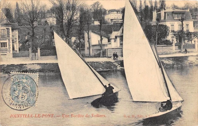 Cpa 94 Joinville Le Pont Une Bordee De Voiliers