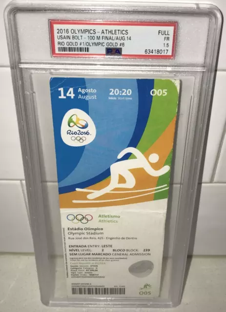 8/14/16 2016 Summer Olympics USAIN BOLT Ticket Stub PSA 100M FINAL GOLD MEDAL