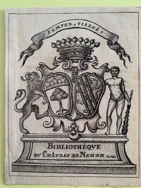 Ex-libris AVRIL de BUREY Robert Auguste, A6744, 128 x 102 mm, 19è