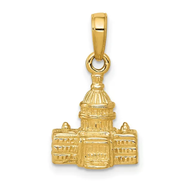 14k Yellow Gold 3D Washington DC Capitol Building Charm Pendant