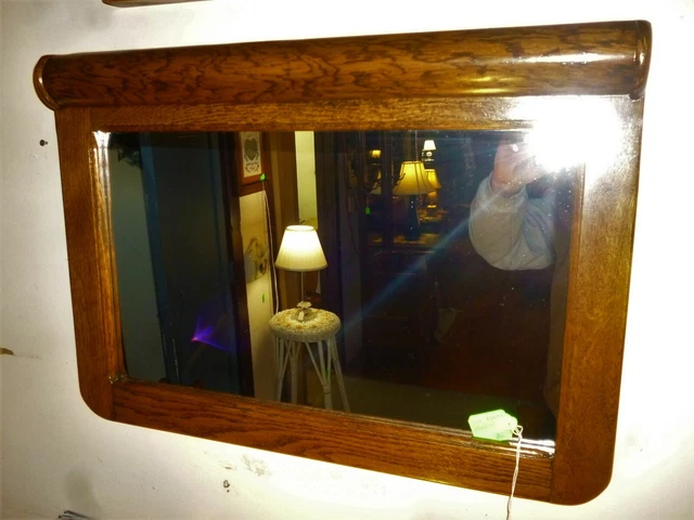 Antique Oak Frame Mirror frame  refinished 1900's new mirror 24" X 16"
