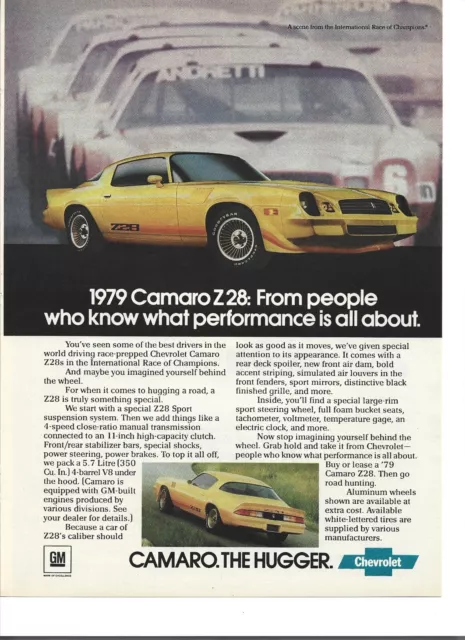 Original 1979 Chevrolet Camaro Z28 vintage print ad: "know what performance is "