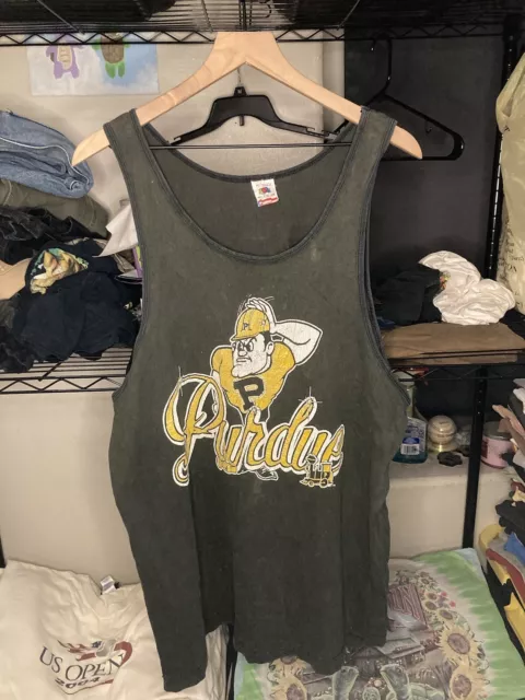 Vintage Purdue Tank Top Shirt Mens XL 90s University Black