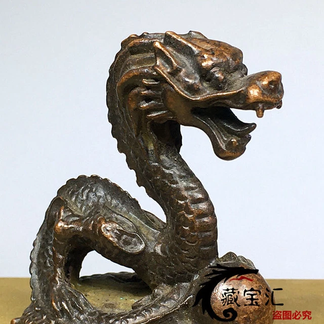 Rare Exquisite collection Chinese bronze dragon statue figure table decoration