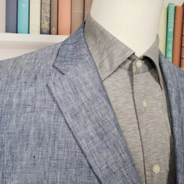 Jos A Bank 1905 Linen Blazer Mens 46L Blue Two Button Double Vented Sport Coat