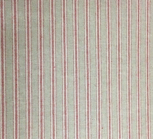 Yale Zeckenstreifen rot & beige Leinen 280 cm/108" breiter Vorhang Stoff