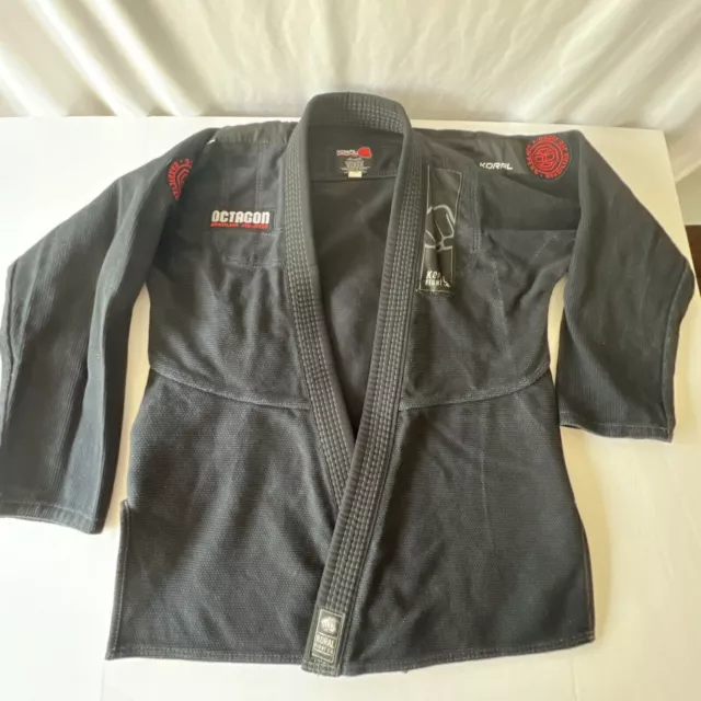 Koral Fight Co Gi Set MKM Size A3 Martial Arts Jiu Jitsu Black Cotton