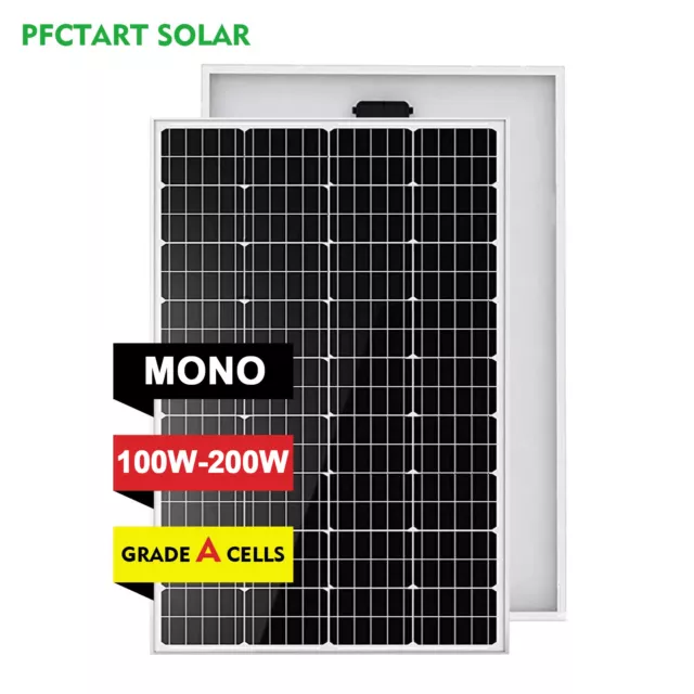 100W 120W 200W Watt Monocrystalline Solar Panel PV 12V Home RV Camper Garden