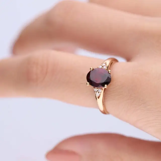 Gin and Grace Laney 10K Rose Gold Oval-Cut Madagascar Rhodolite Ring 2.31tcw 9