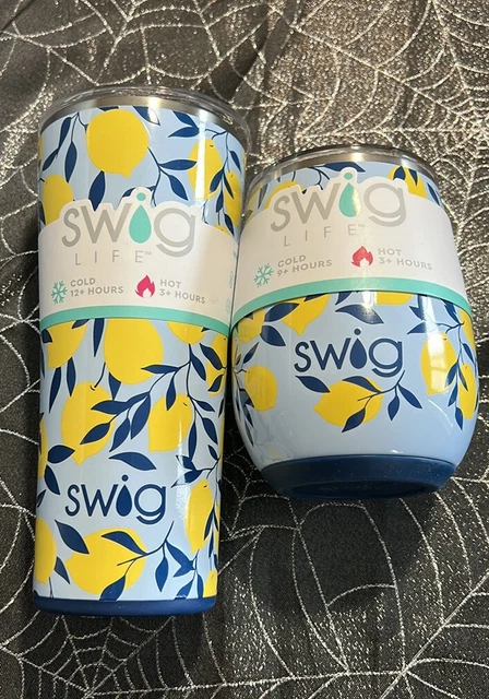 Limoncello swig life 22 oz Tumbler Mug Cup Coffee Wine Lemons Blue Yellow