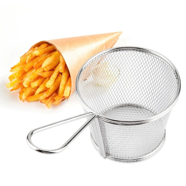 Mini Stainless Steel Chips Deep Fry Baskets Food Presentation Strainer EZ