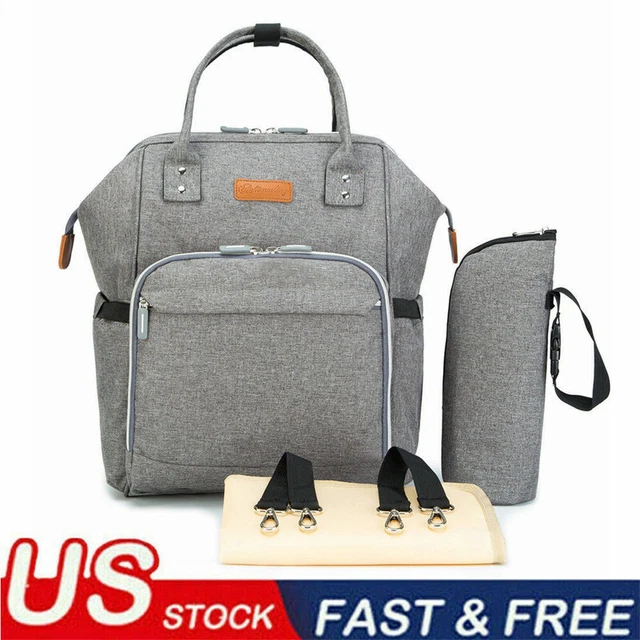 Mummy Diaper Backpack Large Capacity Maternity Nappy Baby Travel Bag Gray